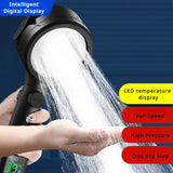 ThermoFlow Smart LED Shower Head – High-Pressure Handheld Shower with Digital Temperature Display | Water-Saving Spa Spray System
