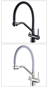 PureStream 3-Way Kitchen Mixer Tap – Filtered Water Faucet | 360° Swivel Hot & Cold Sink Mixer