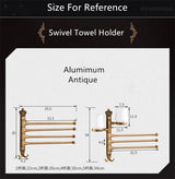 Aurora Foldable Towel Rail – Brushed Gold Aluminium Holder | Antique Engraved Luxury Bathroom Storage
