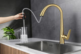Aurevo Pull-Down Kitchen Mixer Tap – Brushed Gold Stainless Steel Faucet | Modern Hot & Cold Sink Sprayer