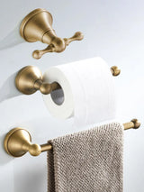 CopperVale Vintage Bathroom Hardware Set – Antique Brass Wall-Mounted 3-Piece Bathroom Accessory Collection