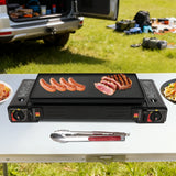 CampChef Duo 2-Burner Camping Stove – 2.5kW Butane/LPG Gas Cooker | Piezo Ignition | Griddle Tray & Carry Case