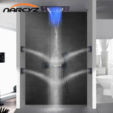 ThermoSlate LED Shower Mixer Valve – Matte Black Brass Thermostatic Control System | Smart Luxury Bathroom Upgrade
