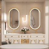 Aurelia Glow Oval LED Mirror – Gold Framed Anti-Fog Bathroom Mirror | Dimmable Luxury Vanity Lighting