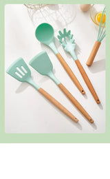 MaisonChef Silicone Utensil Set – 12-Piece Wooden Handle Cooking Tools | Heat-Resistant Kitchen Essentials