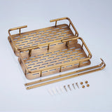 Kensington Vale Brass Corner Shelf – Antique Bronze Bathroom Basket | Luxury Vintage Shower Storage
