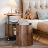 Alderline Swing-Lid Waste Bin – Wood-Effect Modern Rubbish Bin | Hygienic Contemporary Home Waste Basket