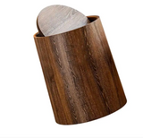 Alderline Swing-Lid Waste Bin – Wood-Effect Modern Rubbish Bin | Hygienic Contemporary Home Waste Basket