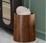 Alderline Swing-Lid Waste Bin – Wood-Effect Modern Rubbish Bin | Hygienic Contemporary Home Waste Basket