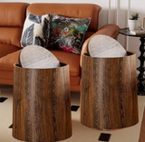 Alderline Swing-Lid Waste Bin – Wood-Effect Modern Rubbish Bin | Hygienic Contemporary Home Waste Basket