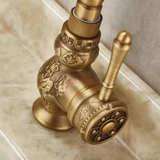HeritageFlow Pull-Out Bronze Kitchen Faucet – Retro Antique Solid Brass Single-Handle Sink Mixer with Swivel & Retractable Spout