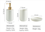 Nordelle Ceramic Bathroom Accessory Set – 4-Piece Scandinavian Vanity Collection | Minimalist Soap & Toothbrush Organiser