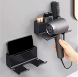 AeroNest Wall-Mount Hair Dryer Organiser – No-Drill Bathroom Storage Holder | Dual-Tier Design with Cable Management