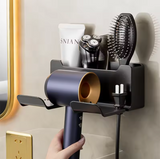 AeroNest Wall-Mount Hair Dryer Organiser – No-Drill Bathroom Storage Holder | Dual-Tier Design with Cable Management