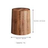 Alderline Swing-Lid Waste Bin – Wood-Effect Modern Rubbish Bin | Hygienic Contemporary Home Waste Basket