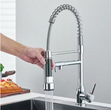 AuroraPull Luxe Kitchen Mixer – Pull-Down Nickel Gold Faucet | Luxury Brass Sink Tap