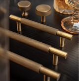 Ardent Forge Knurled Brass Handle – Industrial T-Bar Cabinet Pull | Antique Bronze Luxury Furniture Hardware
