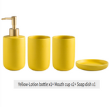 Nordelle Ceramic Bathroom Accessory Set – 4-Piece Scandinavian Vanity Collection | Minimalist Soap & Toothbrush Organiser