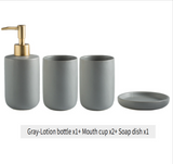 Nordelle Ceramic Bathroom Accessory Set – 4-Piece Scandinavian Vanity Collection | Minimalist Soap & Toothbrush Organiser