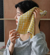 Maison Échelon Houndstooth Cotton Face Towel – Luxury Jacquard Hand Towel | Soft Vintage Bathroom Linen