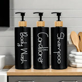 Nordelle Bamboo Refillable Dispenser Set – 3-Piece Bathroom Pump Bottle Collection for Shampoo, Soap & Lotion | Modern Spa-Inspired Storage