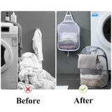 Eloria FlexiStore Foldable Hanging Laundry Basket – Breathable Cotton Mesh Clothes Organiser | Space-Saving Door & Wall-Mounted Laundry Storage Bag