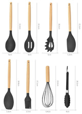 CulinaryCraft Silicone Utensil Collection – 12-Piece Kitchen Tool Set with Wooden Handles | Heat-Resistant Cookware Essentials