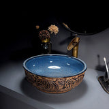 Verona Marble Effect Vessel Sink Set – Ceramic Countertop Basin with Waterfall Tap | Luxury Bathroom Suite