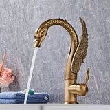 Aurelia Swan Waterfall Basin Mixer – Luxury Gold Brass Bathroom Faucet | Elegant Single Lever Sink Tap