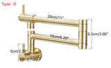 AurumFlex Wall Kitchen Tap – Brushed Gold Swivel Faucet | Premium Space-Saving Cold Water Mixer