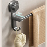 GripLine No-Drill Towel Rail – Matte Black Suction Bathroom & Kitchen Holder for Towels & Accessories