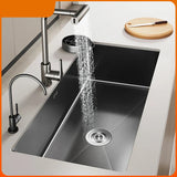 NoirCascade Waterfall Kitchen Sink Set – Black Stainless Steel Undermount Sink | Luxury Single Bowl Workstation
