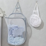 Eloria FlexiStore Foldable Hanging Laundry Basket – Breathable Cotton Mesh Clothes Organiser | Space-Saving Door & Wall-Mounted Laundry Storage Bag