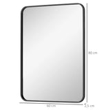 NoirEdge Framed Bathroom Mirror – 610 × 813 mm Black Metal Wall Mirror | Modern HD Vanity Design