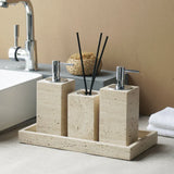 Bellaverto Beige Travertine Bathroom Accessory Set – Natural Stone Spa Collection | Luxury Marble Bathroom Décor