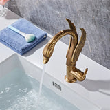 Aurelia Swan Waterfall Basin Mixer – Luxury Gold Brass Bathroom Faucet | Elegant Single Lever Sink Tap