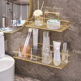NoirLuxe Bathroom Cup Holder – Black & Gold Wall Organiser | No-Drill Toothbrush & Rinse Cup Rack