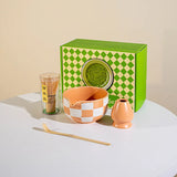 Matcha Harmony Ceramic Tea Set – Japanese-Inspired Matcha Bowl & Whisk Kit | Lattice Design | Tea Set for Up to 4 People