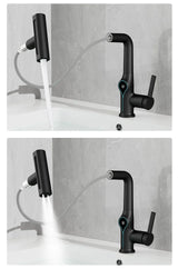AquaLuxe SmartCascade Basin Mixer – Digital Waterfall Bathroom Faucet | Adjustable LED Temperature Sink Tap