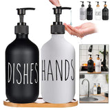 Veloura Matte Black Soap Dispenser Set – 500ml Refillable Pump Bottles for Kitchen & Bathroom | Modern Minimalist Countertop Storage