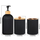 BambooZen Bathroom Accessory Set – 3-Piece Bamboo & Matte Storage Collection | Modern Countertop Organiser
