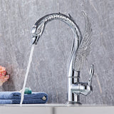 Aurelia Swan Waterfall Basin Mixer – Luxury Gold Brass Bathroom Faucet | Elegant Single Lever Sink Tap