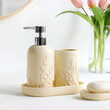 EleganceLine Luxury Resin Bathroom Accessory Set – 5-Piece Engraved Countertop Collection | Modern Classic Bathroom Décor