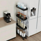 GlideNest Slim Rolling Storage Cart – Ultra-Narrow 4-Tier Organiser for Bathroom, Kitchen & Utility Spaces