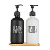 Veloura Matte Black Soap Dispenser Set – 500ml Refillable Pump Bottles for Kitchen & Bathroom | Modern Minimalist Countertop Storage