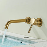 Auricelle Wall Basin Mixer Tap – Brushed Gold Concealed Bathroom Faucet | 360° Swivel Spout & Modern Brass Design