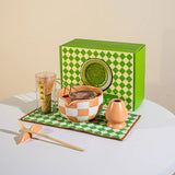 Matcha Harmony Ceramic Tea Set – Japanese-Inspired Matcha Bowl & Whisk Kit | Lattice Design | Tea Set for Up to 4 People