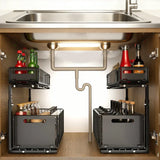 VersaSlide 2-Tier Cabinet Organiser – Adjustable Pull-Out Storage Rack | Under-Sink & Spice Drawer Solution
