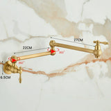 Aurelius Wall Pot Filler Tap – Brushed Gold Folding Kitchen Faucet | Luxury Brass Stove Filler