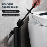 NoirEdge Wall-Mounted Toilet Brush Set – Matte Black Stainless Steel Cleaner Holder | Modern Hygienic Bathroom Accessory